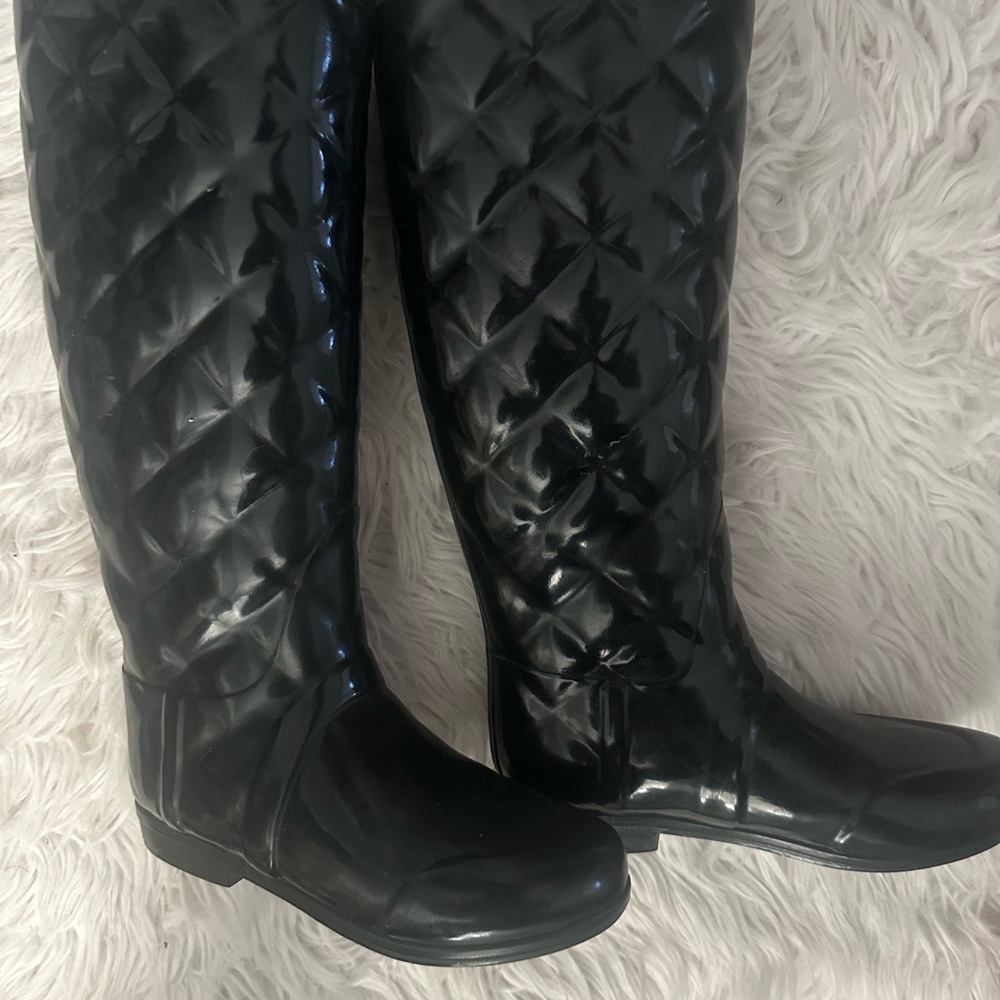 Hunter Black Quilted Women's RainBoots